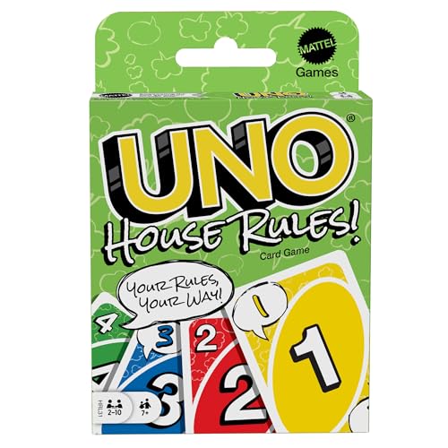 UNO House Rules Kartenspiel für Familienabende, Spieleabende, Reisen, Camping und Partys, HRL31 von Mattel Games
