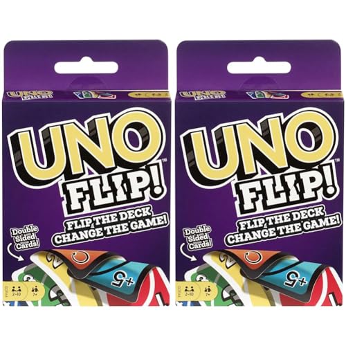 UNO - Karten-Spiels mit beidseitig bedruckten Karten, neuem Twist und spezieller FLIP-Karte, GDR44 (Packung mit 2) von Mattel Games