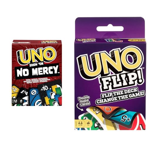 UNO Show 'em No Mercy - 56 zusätzliche Karten, Harte Aktionskarten und brutale Spielregeln & - UNO FLIP Kartenspiel mit beidseitig bedruckten Karten von Mattel Games