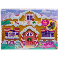 Adventskalender-Spielset mit Polly Pocket-Puppe, DIY-Lebkuchenhaus mit Puppenhausmöbeln und 24 Teilen Weihnachtszubehör von Mattel GmbH
