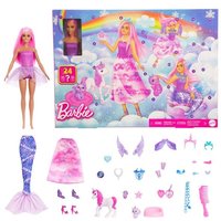 Barbie-Adventskalender mit Modepuppe und 24 Überraschungs-Accessoires mit Einhorn und Tieren von Mattel GmbH