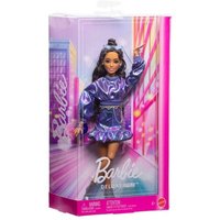 Barbie Deluxe Style-Modepuppe #7 in blauem Metallic-Top und Rock mit Accessoires, brünett von Mattel GmbH
