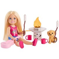 Barbie Family & Friends Chelsea Abenteuer in der Natur Puppen-Spielset mit Hündchen und Camping-Zubehörteilen von Mattel GmbH