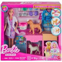 Barbie Gute Besserung“ Tierkrankenstation-Spielset aus Modepuppe mit rosa gefärbten Haaren, Tierarzt-Möbeln und mehr als 10 Zubehörteilen von Mattel GmbH