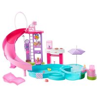 Barbie Traumpool Spielset mit Rutsche und schäumendem Whirlpool sowie über 20 Zubehörteilen wie Haustier, Schwimmringe und mehr von Mattel GmbH