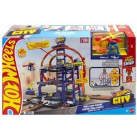 Hot Wheels City Mega-Parkgarage-Spielset mit 1 Die-Cast-Spielzeugauto und 1 Spielzeug-Hubschrauber im Maßstab 1:64 von Mattel GmbH