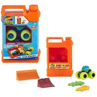 Hot Wheels Monster Trucks Fuel N’ Go-Spielset mit Motosaurus-Spielzeugtruck im Maßstab 1:64 und 2 zerdrückten Autos von Mattel GmbH