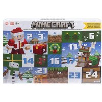 Minecraft-Adventskalender, 3 maßstabsgetreue, ca. 8 cm große Actionfiguren, 17 Zubehörteile und 4 Aufkleber von Mattel GmbH