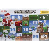 Minecraft-Adventskalender, 3 maßstabsgetreue, ca. 8 cm große Actionfiguren, 17 Zubehörteile und 4 Aufkleber von Mattel GmbH