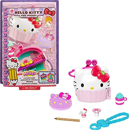 Mattel Mattel Hello Kitty GVB30 - Cupcake-Bäckerei Schatulle (12,5 cm) mit 2 Sanrio Minis Figuren, Notizblock und Schreibwarenzubehör, tolles Spielzeug Geschenk für Kinder ab 4 Jahren von Mattel Hello Kitty