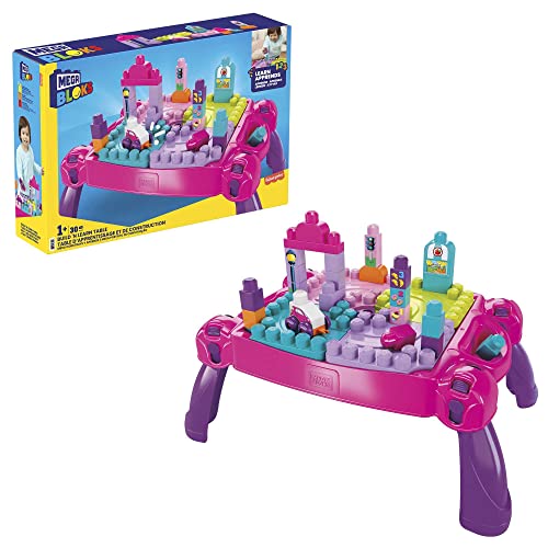 MEGA Bloks FFG22 - Bau- und Stapelspaß, Bau- und Spieltisch, inklusive 30 Bausteine, rosa, Spielzeug ab 1 Jahr von MEGA