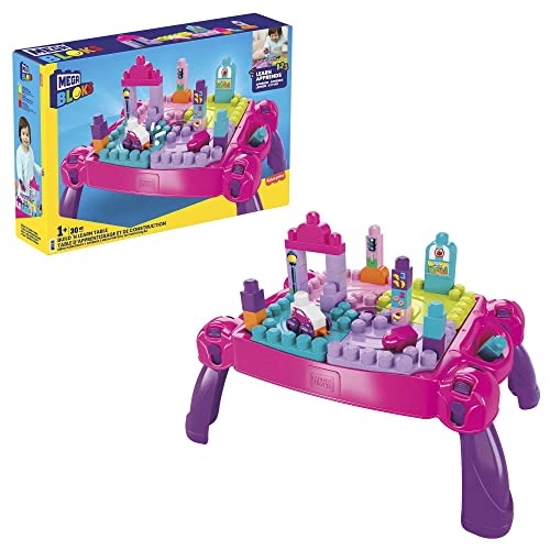 MEGA Bloks Bau- und Stapelspaß, Bau- und Spieltisch, inklusive 30 Bausteine, rosa, Spielzeug ab 1 Jahr, FFG22 von Mega Brands