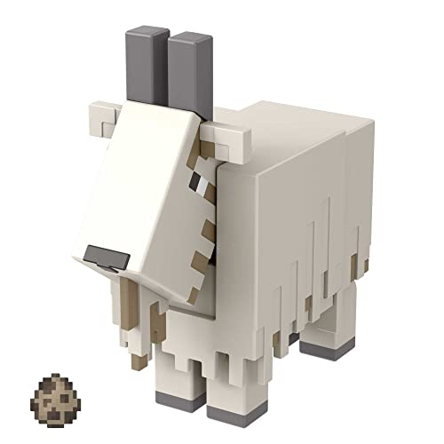 Mattel Minecraft HDV15 - Goat Action-Figur (ca 8 cm) mit 1 Bauelement und Zubehör, Aufbauspielzeug nach dem Vorbild des Videospiels, Spielzeug Sammlergeschenk für Fans und Kinder ab 6 Jahren von Mattel Minecraft