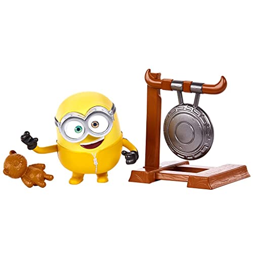 Mattel Minions GMD92 : Auf der Suche nach dem Mini-Boss Bob, per Knopfdruck aktivierte Action-Figur, ca. 10 cm groß, mit Gong und Teddybär, Geschenk für Kinder ab 4 Jahren von mattel