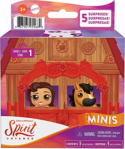 Surprise Mini-Pferd & Freund mit 3 Zubehörteilen, Blindbox, Reihe von Pferden & Charakteren, ein tolles Geschenk für Kinder ab 3 Jahren, Stile können variieren, mehrfarbig von Mattel Spirit Untamed