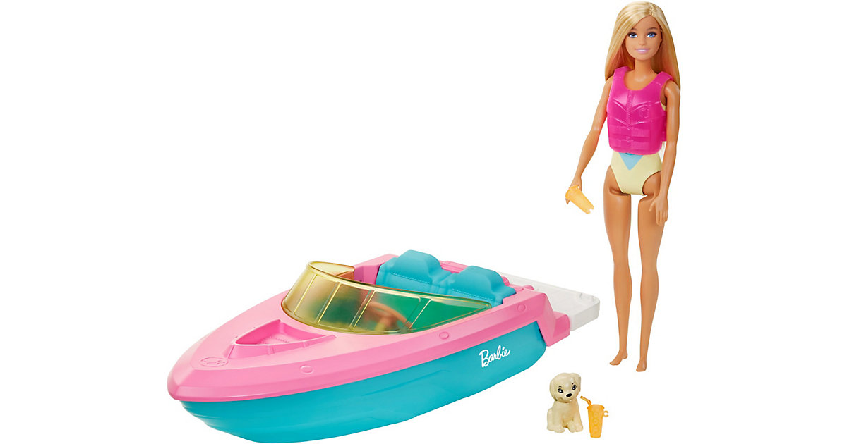Barbie Boot-Spielset mit Puppe inkl. Haustier Hündchen und Zubehör mehrfarbig von Mattel