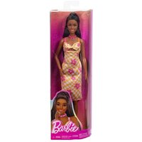 Barbie Fashionista Puppe im pink-orangenen Karokleid von Mattel