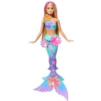 Barbie Flower Magic Meerjungfrauen-Spielzeugpuppe mit magischer Überraschungsb von Mattel