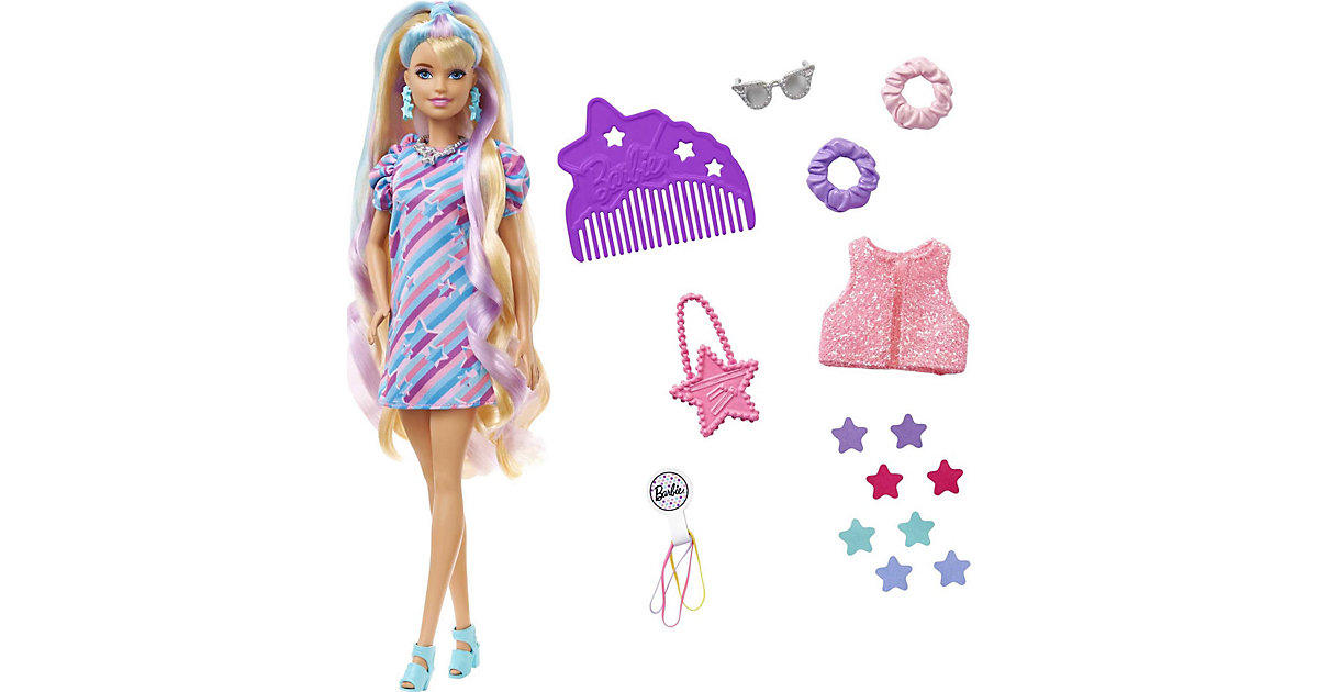 Barbie Totally Hair Puppe (blond/bunte Haare) inkl. Styling-Zubehör mehrfarbig von Mattel