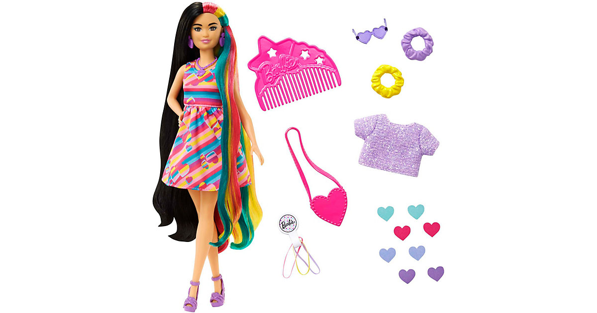 Barbie Totally Hair Puppe (schwarze/bunte Haare) inkl. Styling-Zubehör mehrfarbig von Mattel