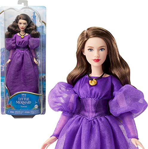 Disney Die kleine Meerjungfrau Vanessa Modepuppe in charakteristischem violettem Kleid, Spielzeug inspiriert vom Film von Mattel
