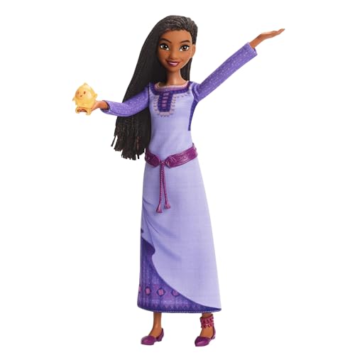 Mattel Disney Wish singende Asha von Rosas Modepuppe und Sternenfigur, beweglich mit abnehmbarer Kleidung, singt Liedausschnitt aus dem Film auf Deutsch HVX68 von Mattel