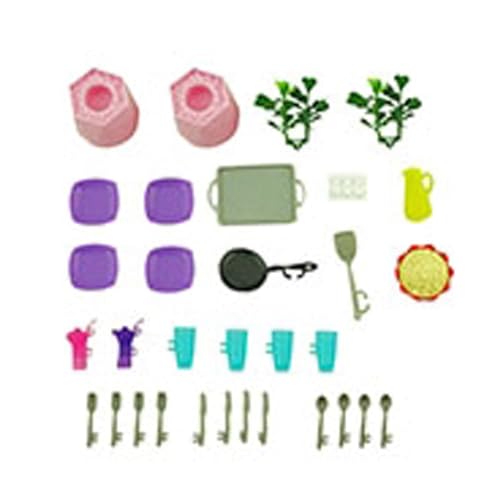 Ersatzteile für Barbie Dreamhouse Spielset - GRG93 ~ Ersatzgeschirr, Kochgeschirr, Lebensmittel, Pflanzen und Pflanzenhalter von Mattel