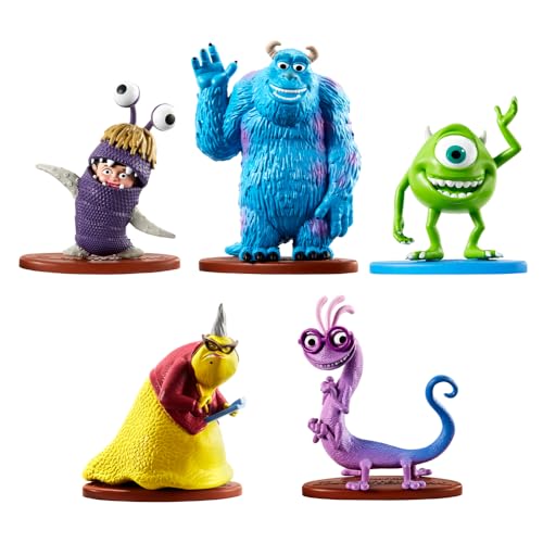 Figuren-Set, inspiriert vom Disney Pixar Monsters Inc Film ~ Sulley, Mike, Boo, Randall und Roz Charakterfiguren mit Sockel ~ ideal für fantasievolle Spiele und Strumpffüller von Mattel