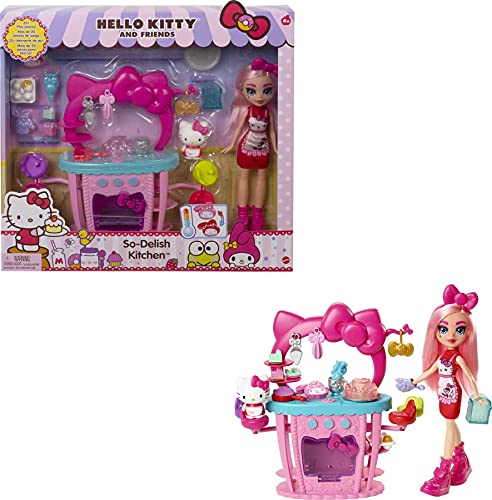Mattel Mattel Hello Kitty GWX05 - Gourmetküchenspaß Spielset, Mattel Mattel Hello Kitty und Éclair-Puppe (ca. 25 cm groß) mit 25 Zubehörteilen, tolles Geschenk für Kinder ab 4 Jahren von Mattel Hello Kitty