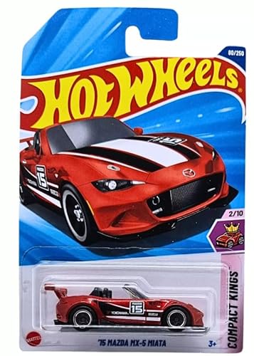 Hot Wheels '15 Mazda MX-5 Miata [Rot] Compact Kings 2/10, 80/250, Maßstab 1:64, Druckguss-Auto von Mattel