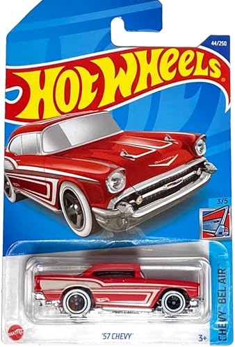 Hot Wheels '57 Chevy [Rot] Bel Air 3/5, 44/250, Maßstab 1:64, Druckguss-Auto von Mattel