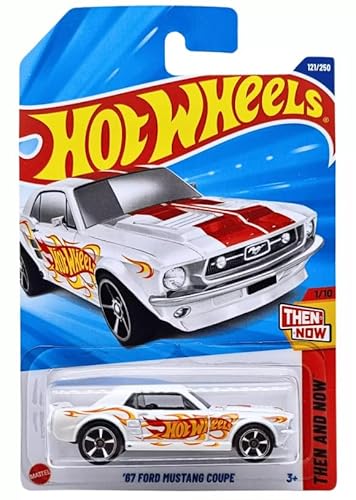 Hot Wheels '67 Ford Mustang Coupe [Weiß], damals und jetzt 1/10, 121/250, Maßstab 1:64, Druckguss-Auto von Mattel
