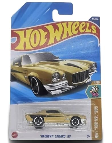 Hot Wheels '70 Chevy Camaro RS, HW '70's Vs. '90's Serie, Druckguss, Maßstab 1:64, Gold von Mattel
