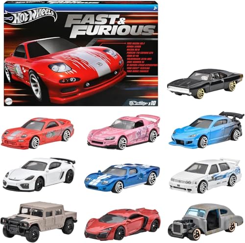 Hot Wheels Fast & Furious Autos, HVX27, 10 Stück, Miniaturautospielzeug, für Kinder ab 3 Jahren, mehrfarbig Hot Wheels Fast & Furious Autos, HVX27, 10 Stück, Miniaturautospielzeug, für Kinder ab 3 Jahren, mehrfarbig von Mattel