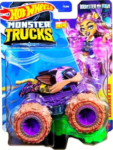 Hot Wheels Monster Trucks, Monster High Clawdeen Wolf mit zerquetschtem Auto, Druckguss-Fahrzeug Hot Wheels Monster Trucks, Monster High Clawdeen Wolf mit zerquetschtem Auto, Druckguss-Fahrzeug von Mattel