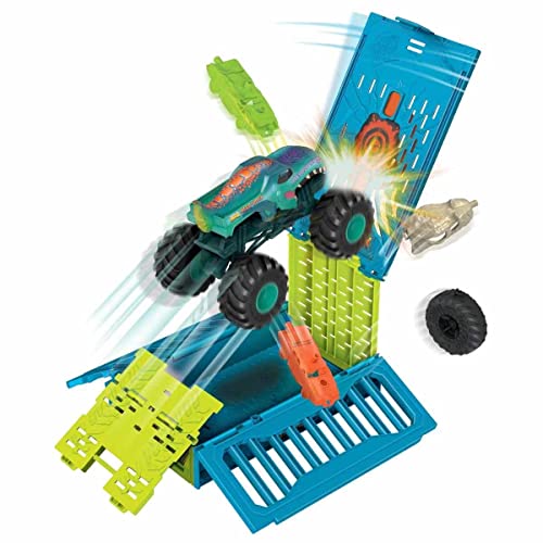 Mattel HNC29 - Hot Wheels - Monster Trucks - Mega-Wrex 1:24 Oversized Crash Cage – Ultimativer Crash-Spaß von Mattel