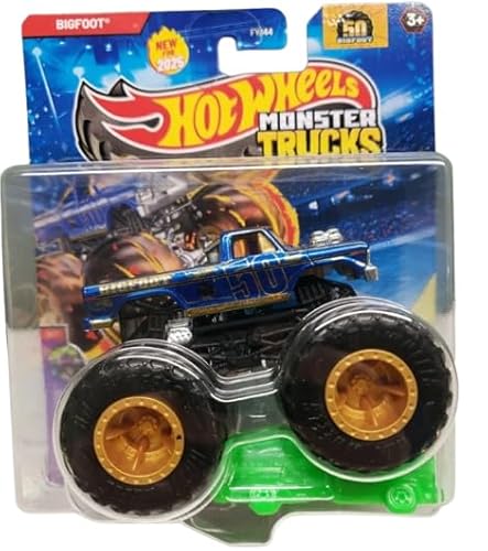 Hot Wheels Monster Trucks Bigfoot 50th Anniversary [Blue & Gold], Leading Legends 3/7, Diecast Vehicle von Mattel