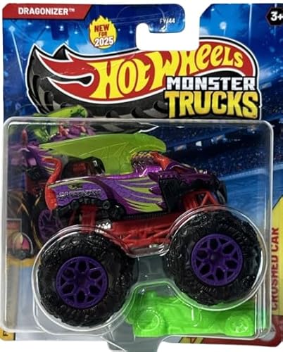 Hot Wheels Monster Trucks Dragonizer [Purple & Green] W/Crushed Car, Freestyle Wreckers 8/12, Diecast Vehicle von Mattel