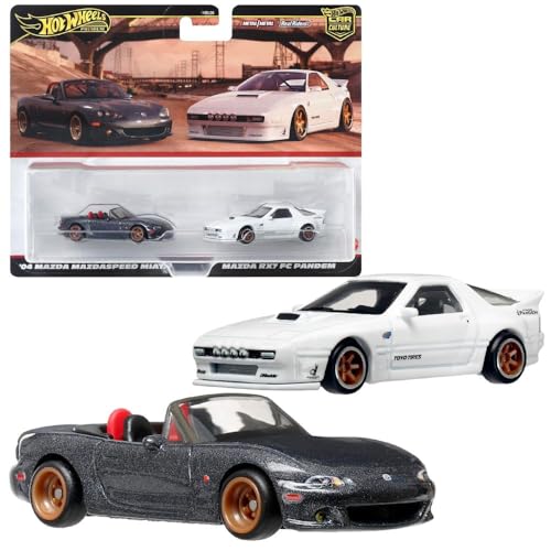 Hot Wheels Premium 2-Pack '04 Mazda Mazdaspeed Miata/Mazda RX7 FC Pandem HRR75 [Mini Auto] [ab 3 Jahren] von Mattel