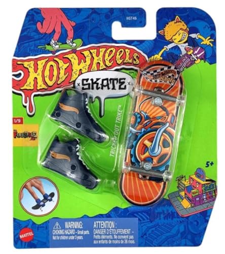 Hot Wheels Skate Tricked Out Trike Griffbrett & Schuhe - 1 Griffbrett & 1 Paar abnehmbare Skateschuhe, HVJ87 Freestyle SK8 1/9 von Mattel