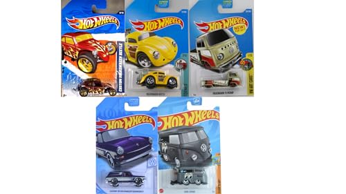 Hot Wheels Volkswagen VW Druckguss-Autos, 5er-Pack, zufällige Auswahl [Stile können variieren] von Mattel