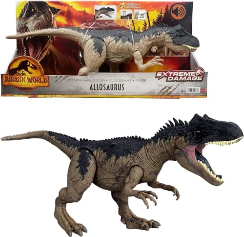 Jurassic World Allosaurus-Dinosaurier-Gelenkfigur, 44,5 cm lang, mit Sounds, Mehrfarbig, einzigartig (Mattel HFK06) von Mattel