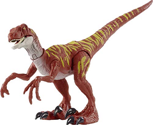 Jurassic World HBX31 - Velociraptor Sprungattacke Dinosaurier-Actionfigur, bewegliche Arme und Beine, ab 4 Jahren von Mattel