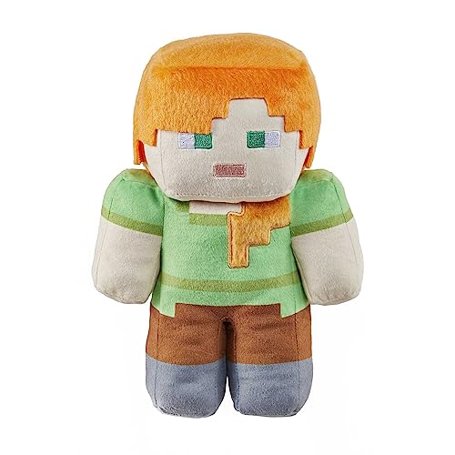 MINECRAFT Plüschfiguren - Rothaariger Actionheld 20 cm, authentisches Design, verpixelte Details, für Kinder ab 3 Jahren, HLN12 von Mattel