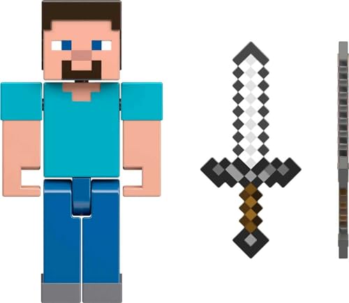 MINECRAFT Steve - Sammelfigur mit beweglichen Gelenken und Zubehörteil für Endportal, inspiriert von der Pixel-Welt von Minecraft, 8,2 cm groß, für Kinder ab 6 Jahren, HMB17 MINECRAFT Steve - Sammelfigur mit beweglichen Gelenken und Zubehörteil für Endportal, inspiriert von der Pixel-Welt von Minecraft, 8,2 cm groß, für Kinder ab 6 Jahren, HMB17 von Mattel