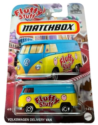 Matchbox Volkswagen Lieferwagen, blau, Maßstab 1:64, Fluffy Stuff Serie von Mattel