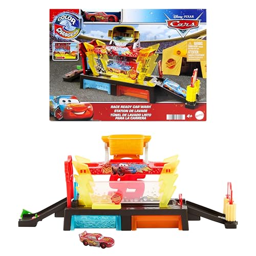 Mattel Disney Pixar Cars Autowaschanlagen-Spielset für Rennwagen mit Lightning McQueen-Spielzeugauto mit Farbwechseleffekt, ca. 50 cm lang, mit anderen Sets kombinierbar, JBM70 Mattel Disney Pixar Cars Autowaschanlagen-Spielset für Rennwagen mit Lightning McQueen-Spielzeugauto mit Farbwechseleffekt, ca. 50 cm lang, mit anderen Sets kombinierbar, JBM70 von Mattel