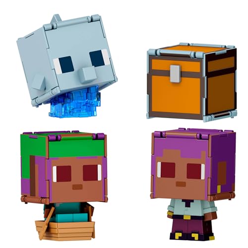 Mattel Minecraft Flippin’ Figs 2er-Pack, 2 maßstabsgetreue, ca. 9 cm große Actionfiguren mit großen Köpfen und 2-in-1-Spielfigur, Efe/Segelboot und Delfin/Schatztruhe, JCY31 Mattel Minecraft Flippin’ Figs 2er-Pack, 2 maßstabsgetreue, ca. 9 cm große Actionfiguren mit großen Köpfen und 2-in-1-Spielfigur, Efe/Segelboot und Delfin/Schatztruhe, JCY31 von Mattel