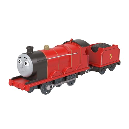 Thomas & Friends, batteriebetriebene Spielzeuglok, Klassische, batteriebetriebene James-Lok und Frachtwaggon, Fantasiespielzeug für Kinder im Kindergartenalter, JGF95 von Thomas & Friends