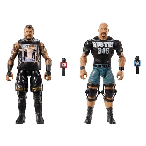 Mattel WWE Hauptkampf Championship Showdown 2er-Pack Actionfiguren und Zubehör, Serie #20 Stone Cold“ Steve Austin vs Kevin Owens Sammelset, JCV70 von Mattel